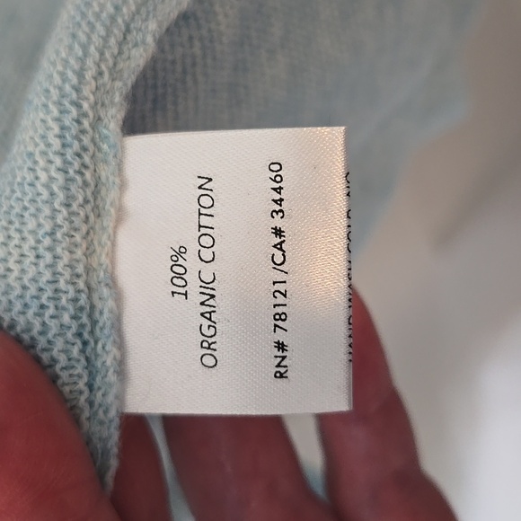 Eileen FISHER 100% ORGANIC COTTON Light Blue Open Front Sweater CARDIGAN MEDIUM - Picture 4 of 5